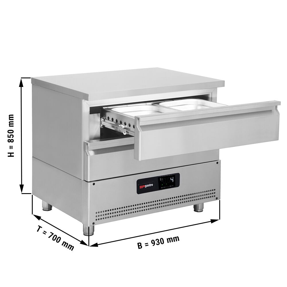 Counter -type deep freezer/refrigerator combination -20 ~ +8 ° C -930mm -2 drawers