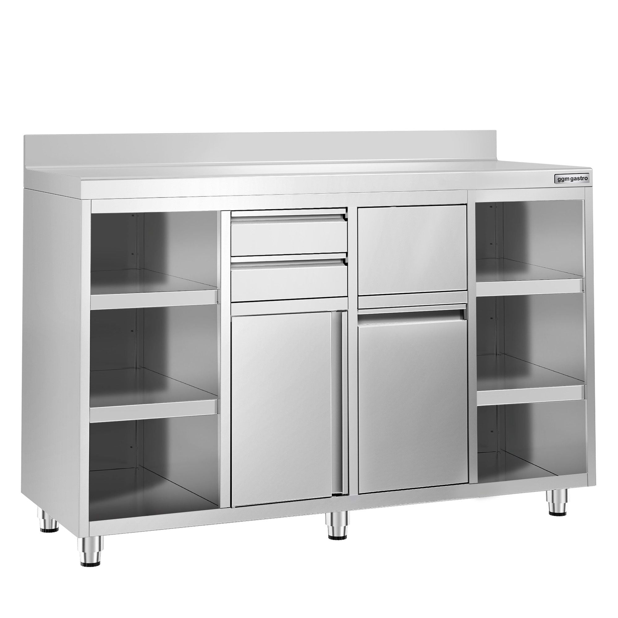 Working Cabinet - For Coffee Machine - 1600x600mm - Tokmak with Tokmak, 2 drawers, 2 lids and feet