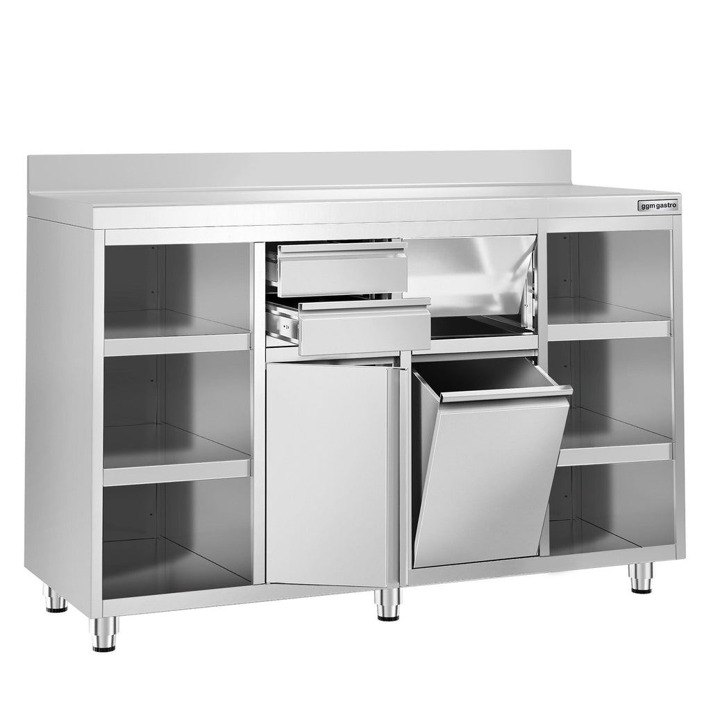 Working Cabinet - For Coffee Machine - 1600x600mm - Tokmak with Tokmak, 2 drawers, 2 lids and feet