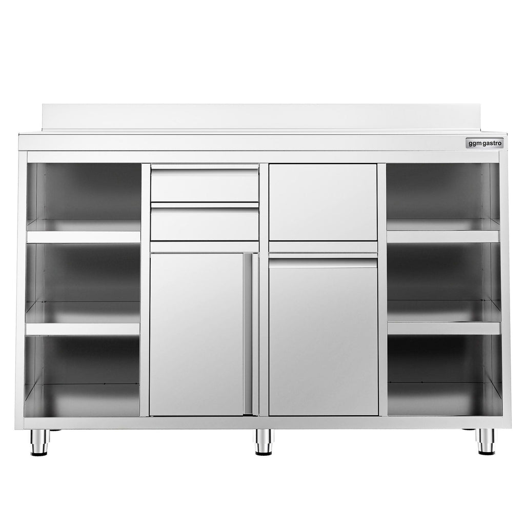 Working Cabinet - For Coffee Machine - 1600x600mm - Tokmak with Tokmak, 2 drawers, 2 lids and feet