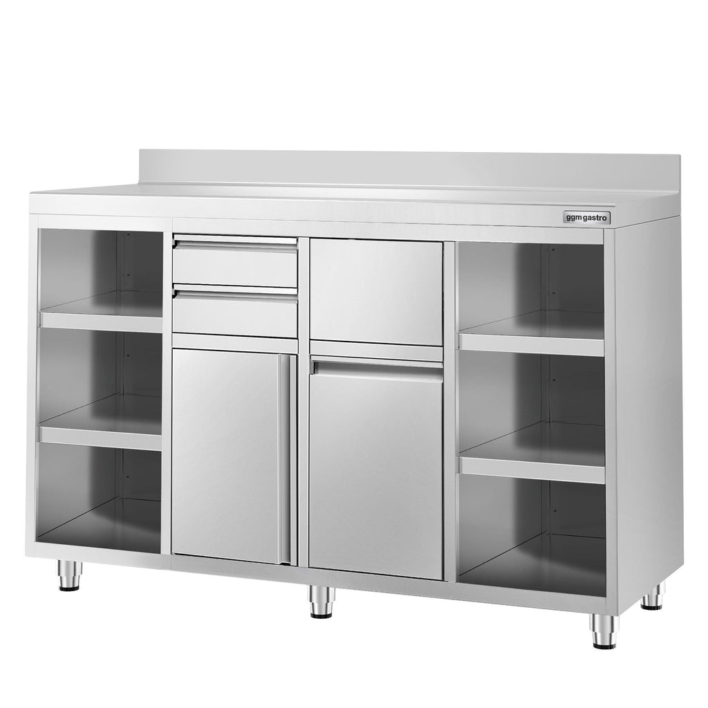 Working Cabinet - For Coffee Machine - 1600x600mm - Tokmak with Tokmak, 2 drawers, 2 lids and feet