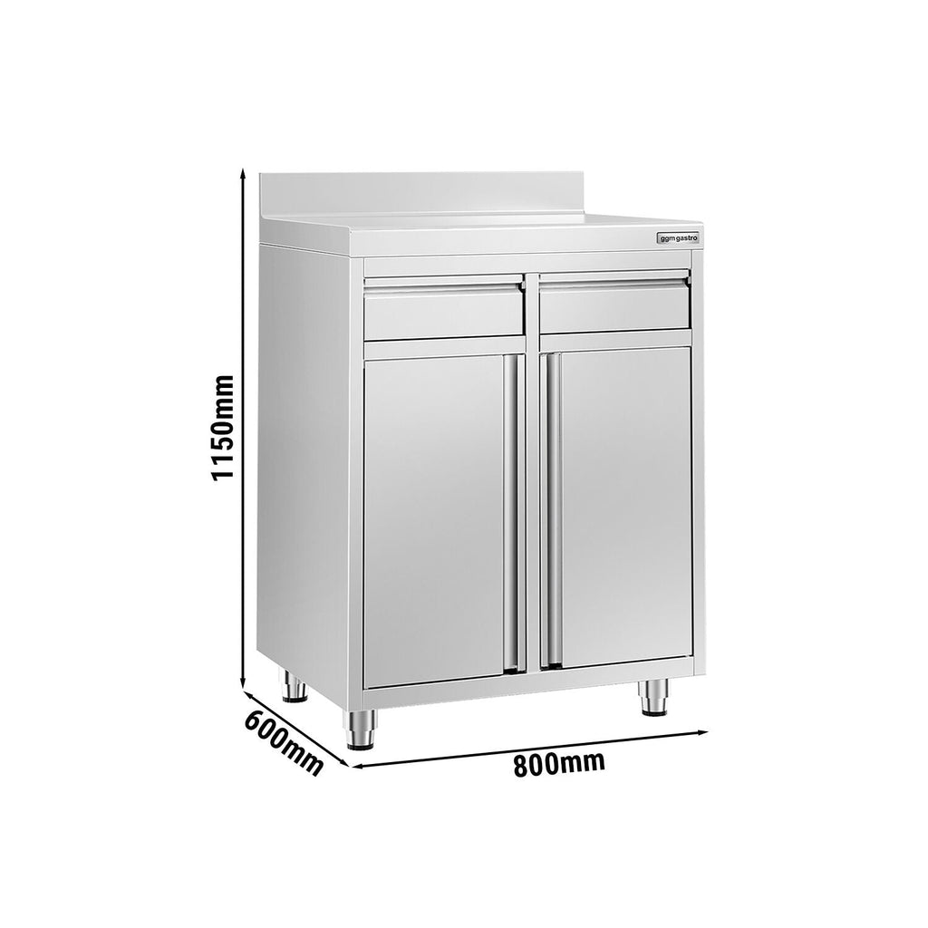 Working Cabinet - For Coffee Machine - 800x600mm - 2 drawers, 2 lids and backsplash