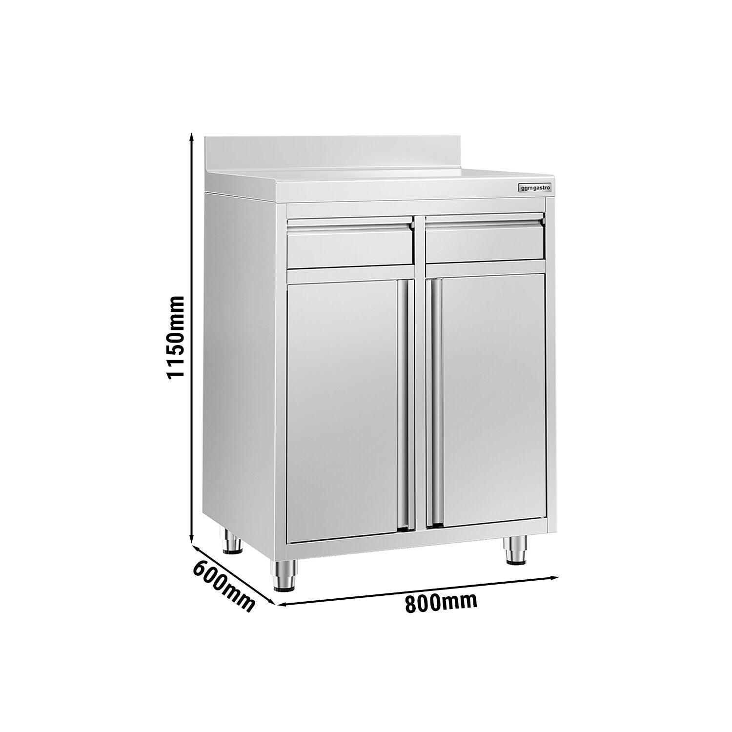 Working Cabinet - For Coffee Machine - 800x600mm - 2 drawers, 2 lids and backsplash
