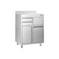 Working Cabinet - For Coffee Machine - 800x600mm - Tokmak with Tokmak, 2 drawers, 1 lid, garbage boxed and feet