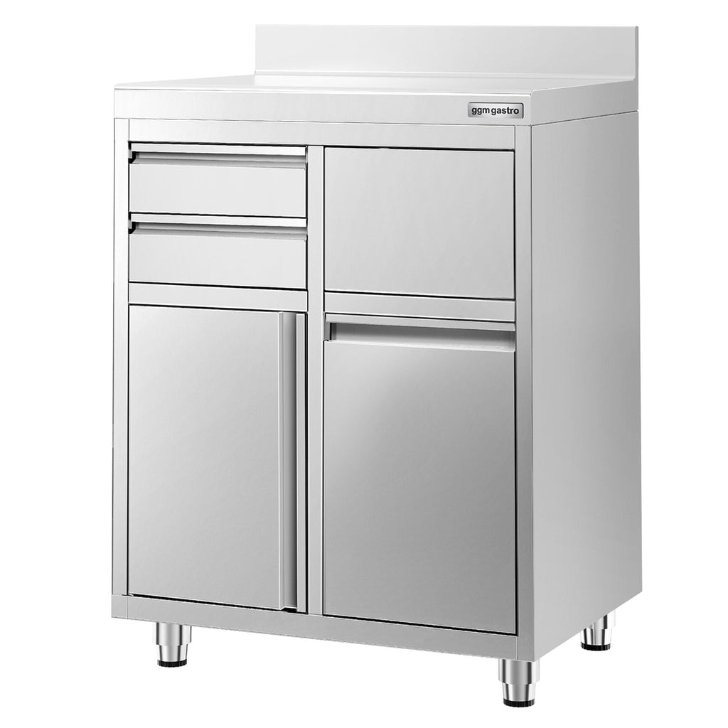 Working Cabinet - For Coffee Machine - 800x600mm - Tokmak with Tokmak, 2 drawers, 1 lid, garbage boxed and feet