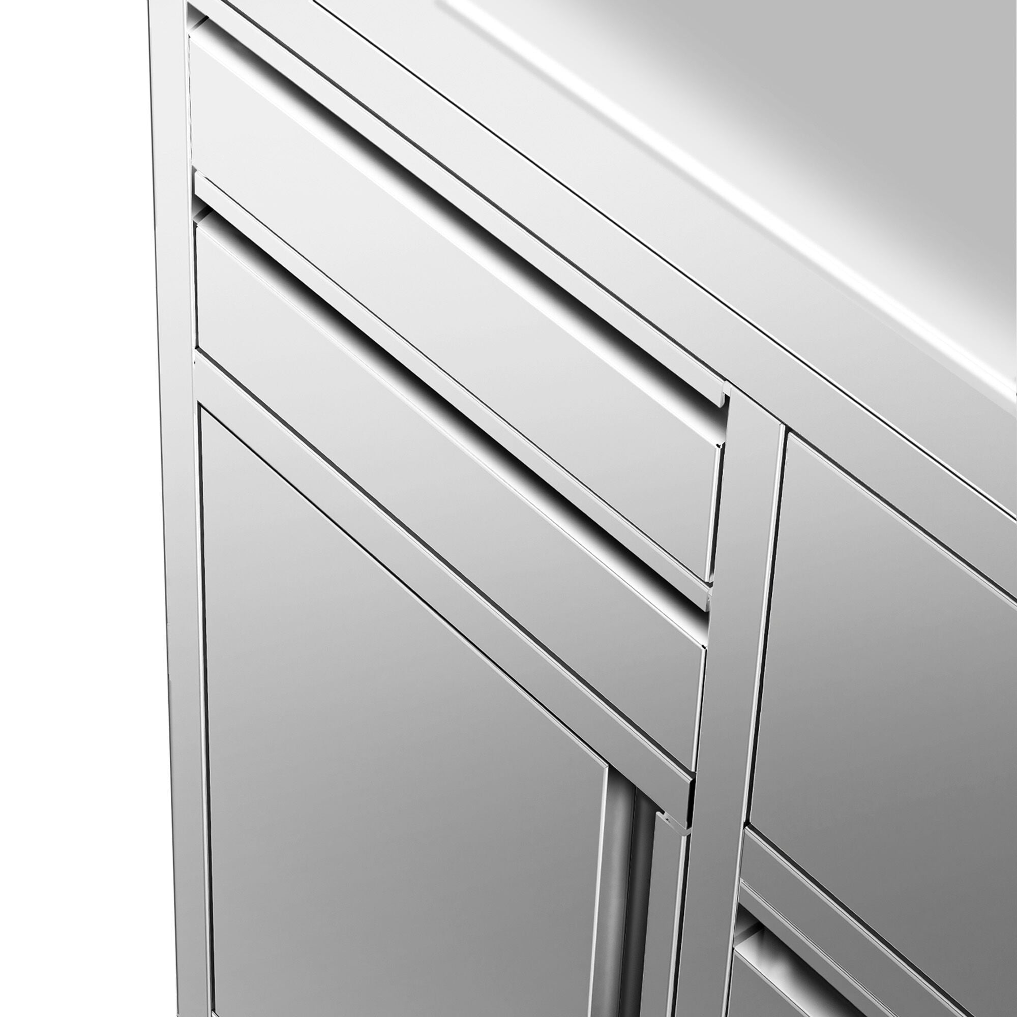 Working Cabinet - For Coffee Machine - 800x600mm - Tokmak with Tokmak, 2 drawers, 1 lid, garbage boxed and feet