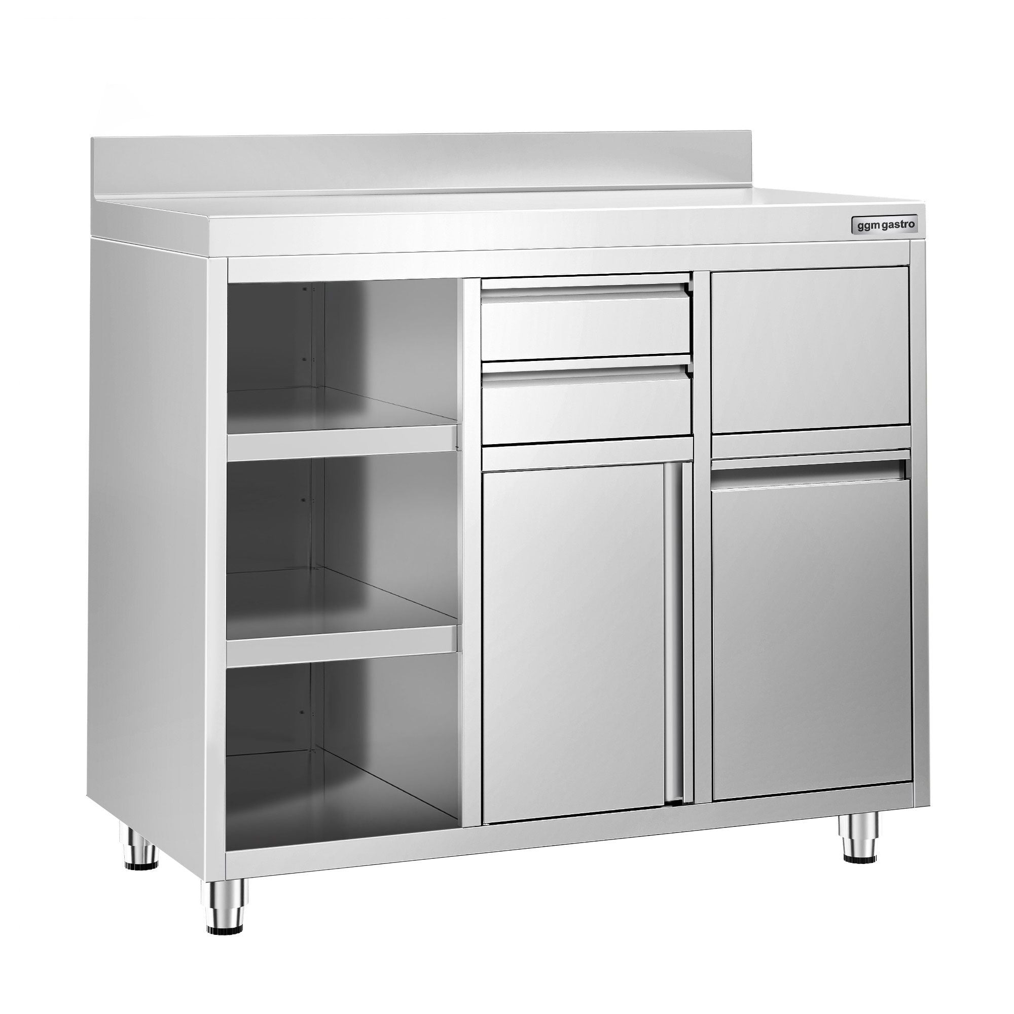 Working Cabinet - For Coffee Machine - 1200x600mm - Tokmak with Tokmak, 2 drawers, 1 lid, garbage boxed and feet