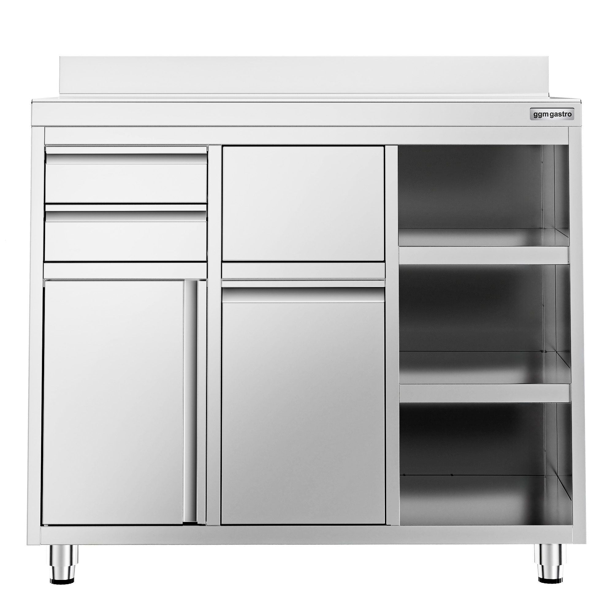 Working Cabinet - For Coffee Machine - 1200x600mm - Tokmak with Tokmak, 2 drawers, 1 lid, garbage boxed and feet