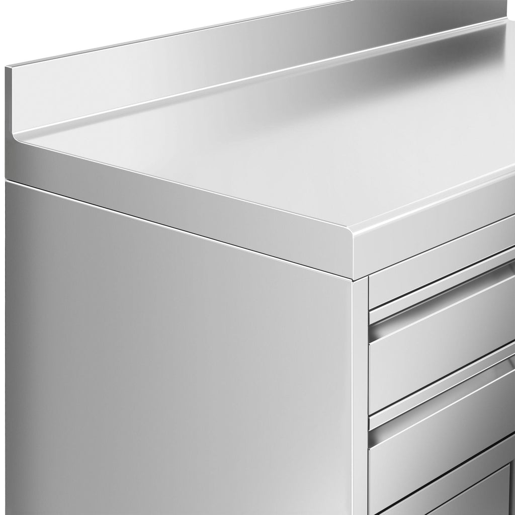 Working Cabinet - For Coffee Machine - 1200x600mm - Tokmak with Tokmak, 2 drawers, 1 lid, garbage boxed and feet