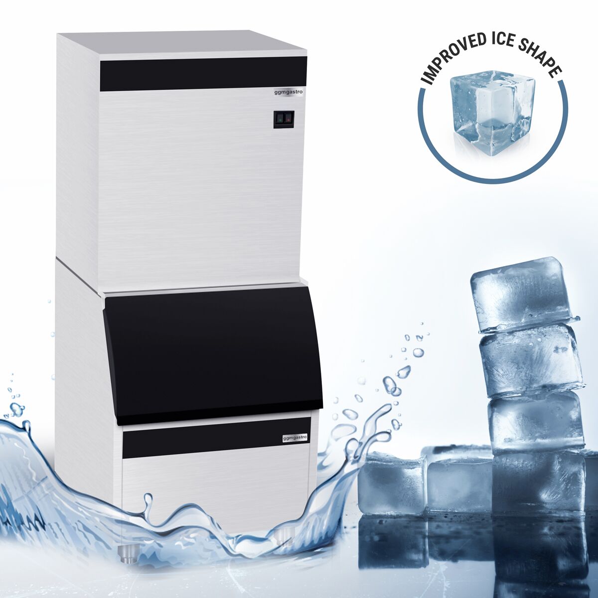 Ice Cube Machine - Cube - 450 kg/ 24 h, including storage container