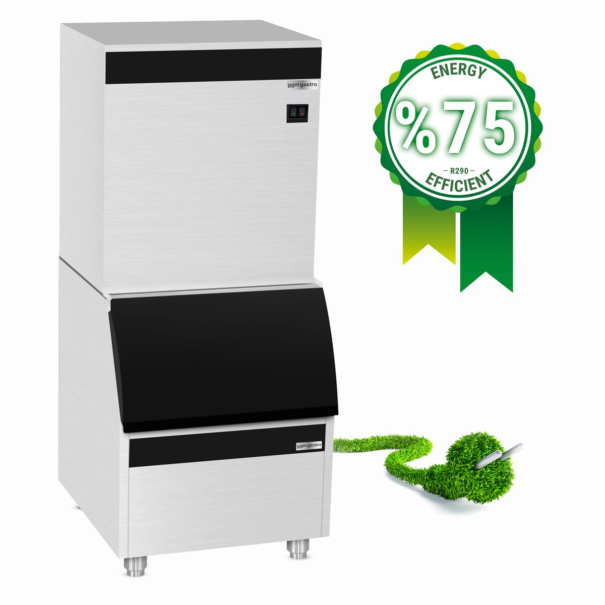 Ice Cube Machine - Cube - 450 kg/ 24 h, including storage container