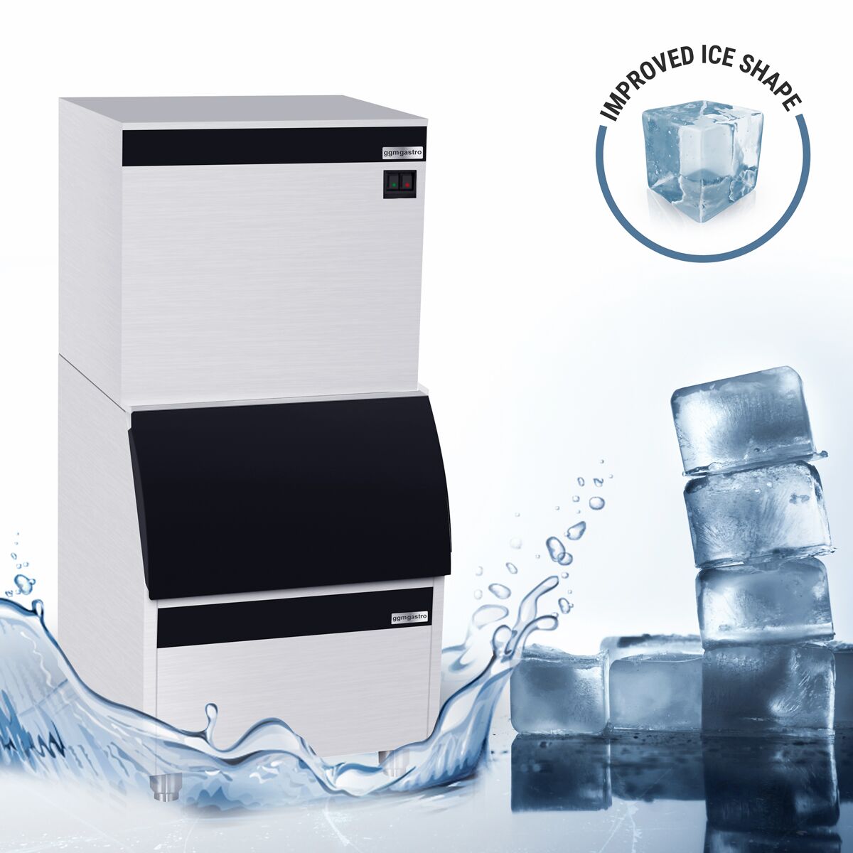 Ice Cube Machine - Cube - 230 kg/ 24 h, including storage container