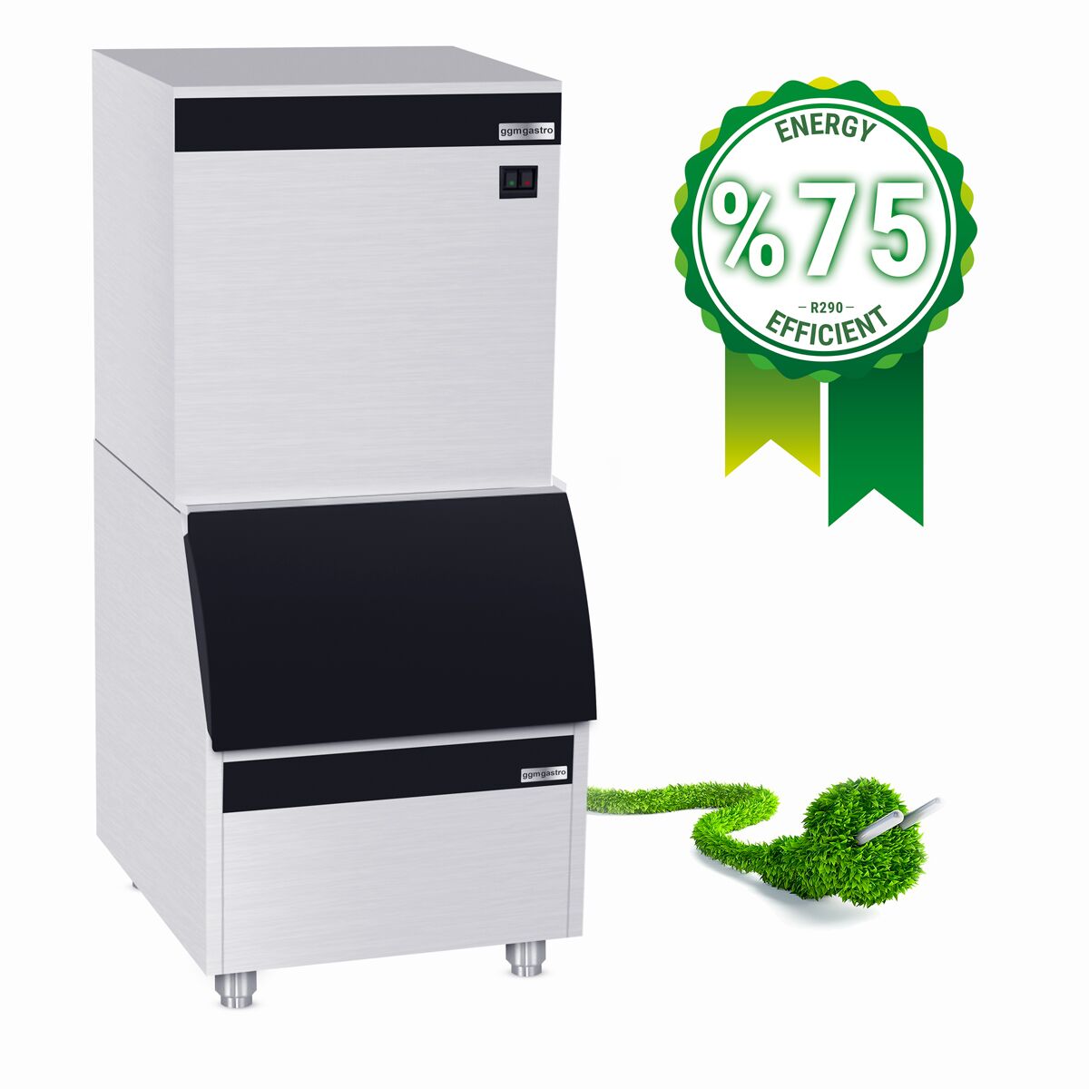 Ice Cube Machine - Cube - 450 kg/ 24 h, including storage container