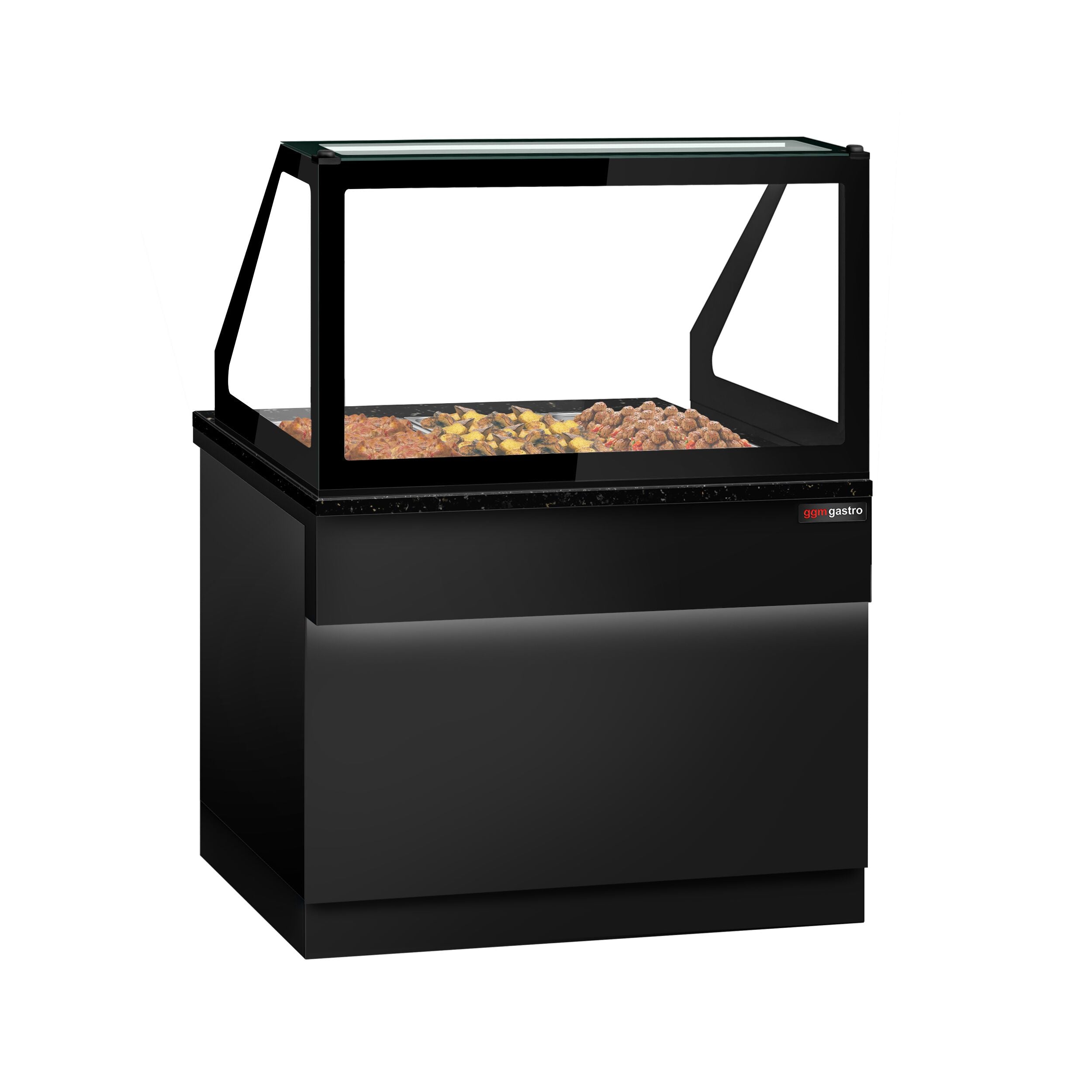 Hot Hold Red Showcase Toronto - 1250mm - 3x Gn for 1/1- Black Front Panel - Black Granite Working Call