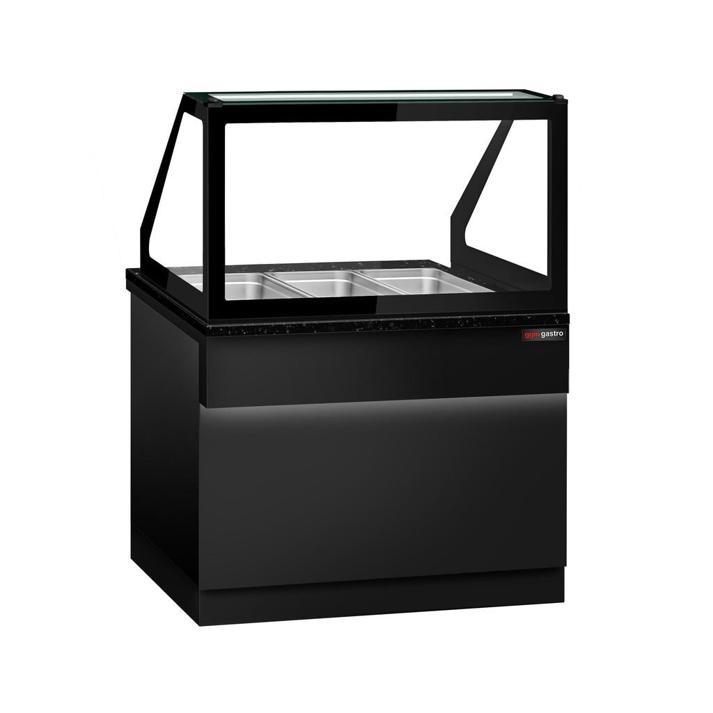Hot Hold Red Showcase Toronto - 1250mm - 3x Gn for 1/1- Black Front Panel - Black Granite Working Call