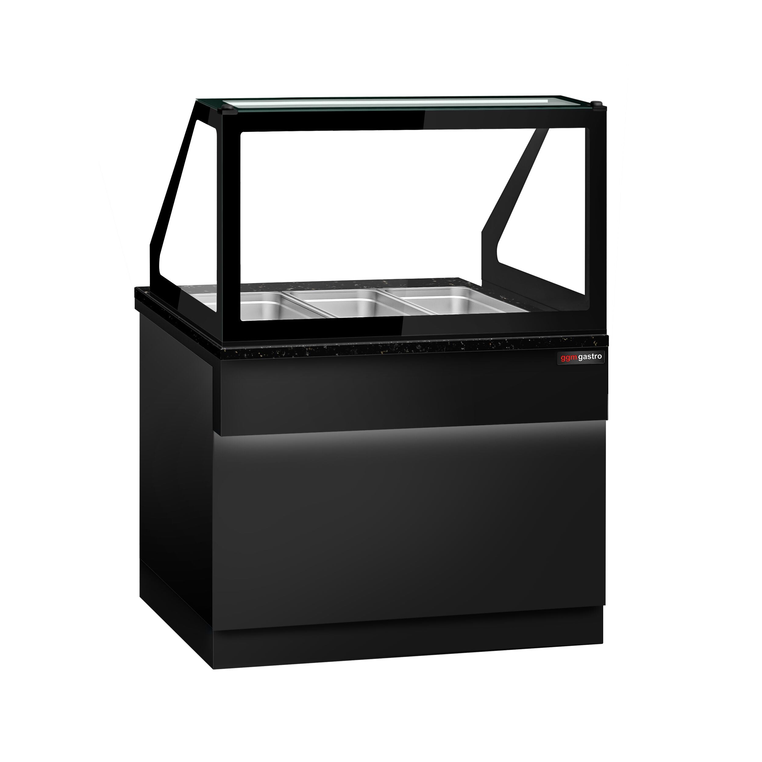Hot Hold Red Showcase Toronto - 1250mm - 3x Gn for 1/1- Black Front Panel - Black Granite Working Call