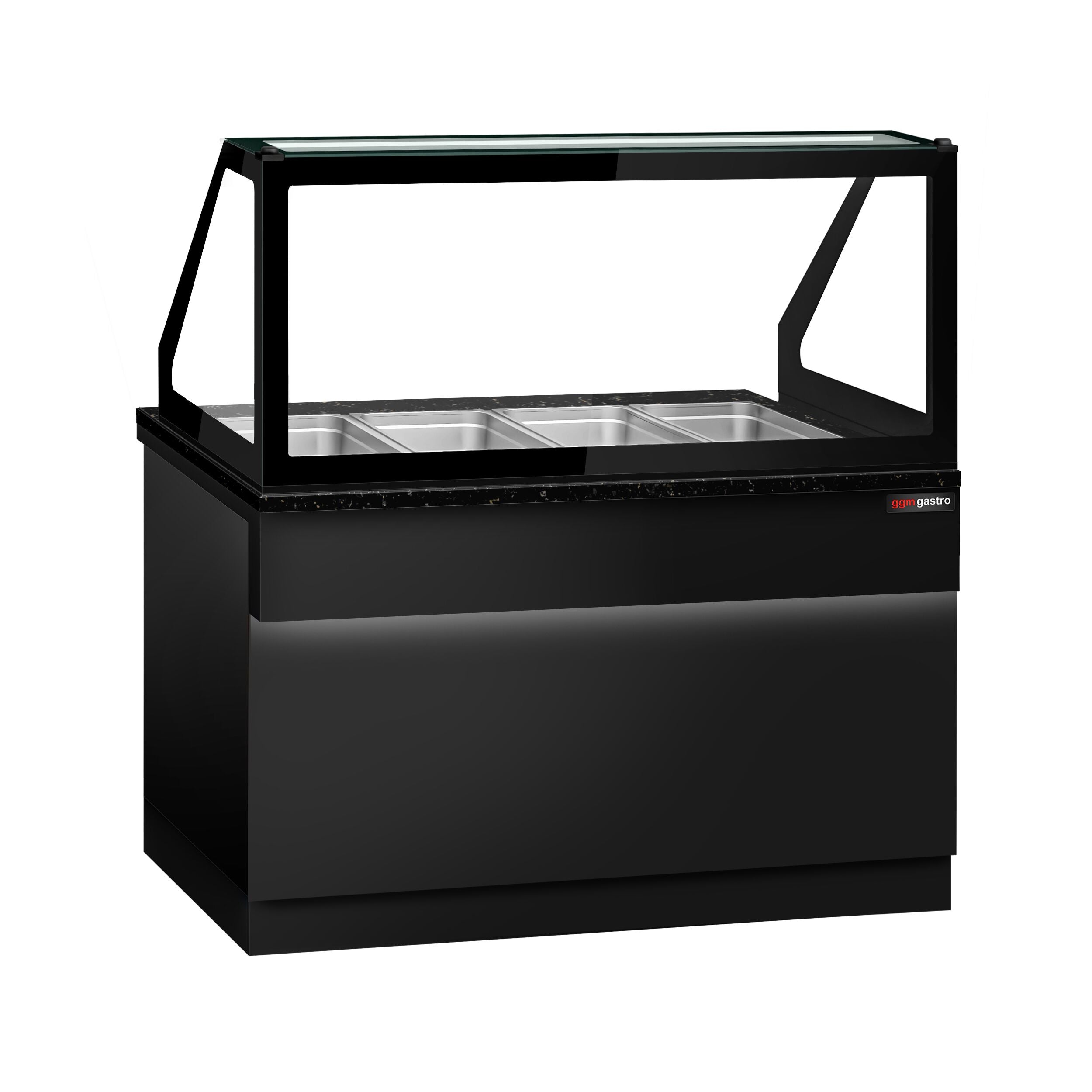 Hot Hold Red Showcase Toronto - 1500mm - 4x GN 1/1- Black Front Panel - Black Granite Working Call