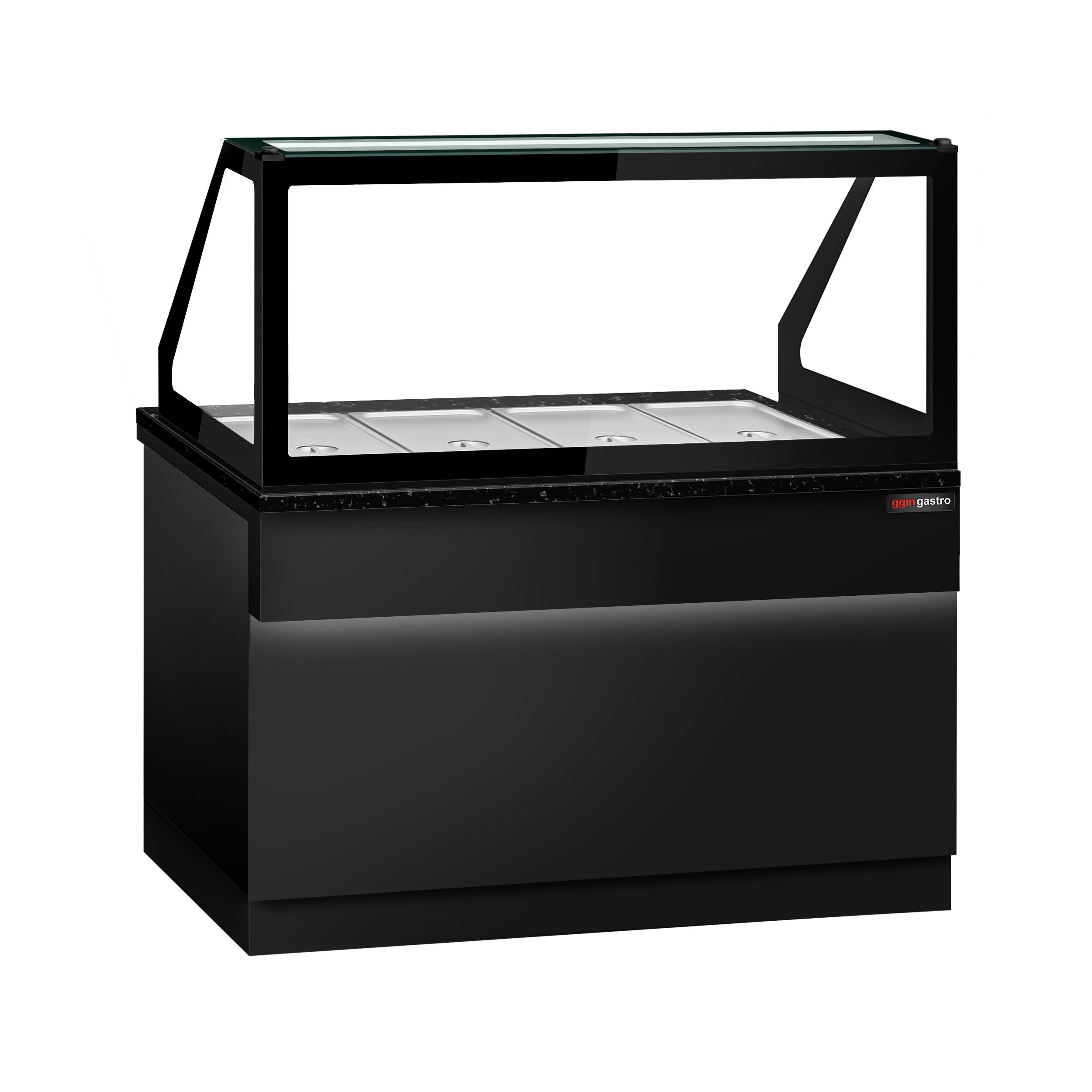 Hot Hold Red Showcase Toronto - 1500mm - 4x GN 1/1- Black Front Panel - Black Granite Working Call