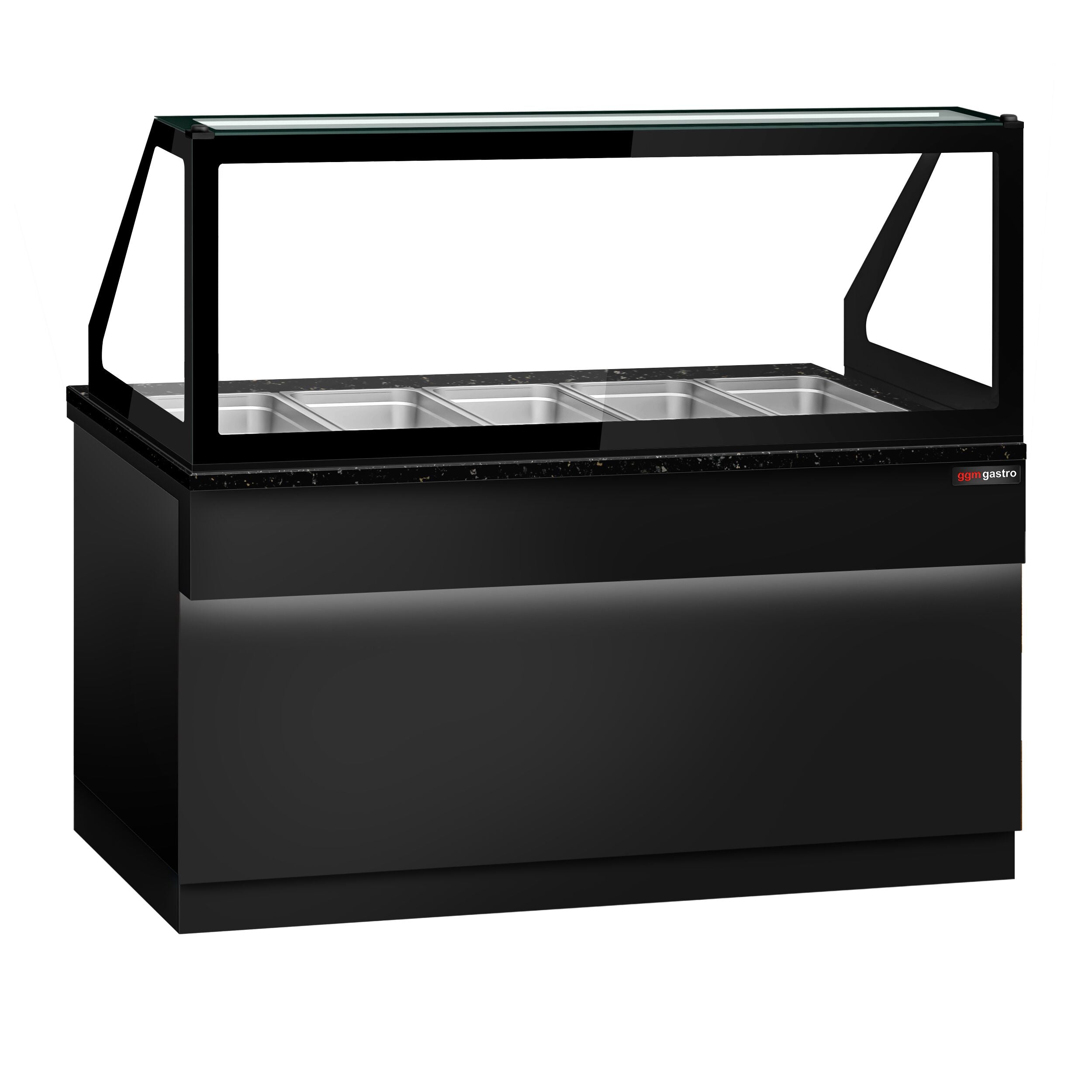Hot Holding Showcase Toronto - 1800mm - 5x GN 1/1- Black Front Panel - Black Granite Working Call