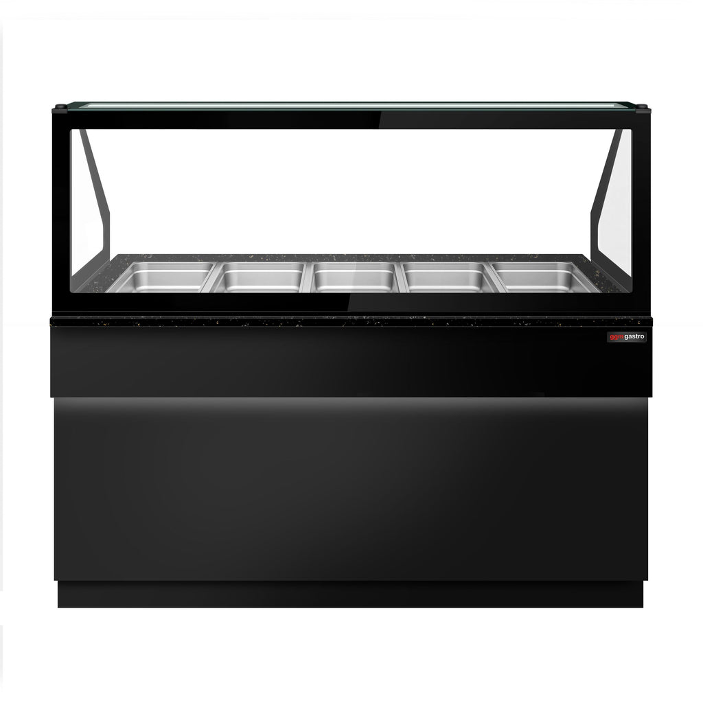 Hot Holding Showcase Toronto - 1800mm - 5x GN 1/1- Black Front Panel - Black Granite Working Call