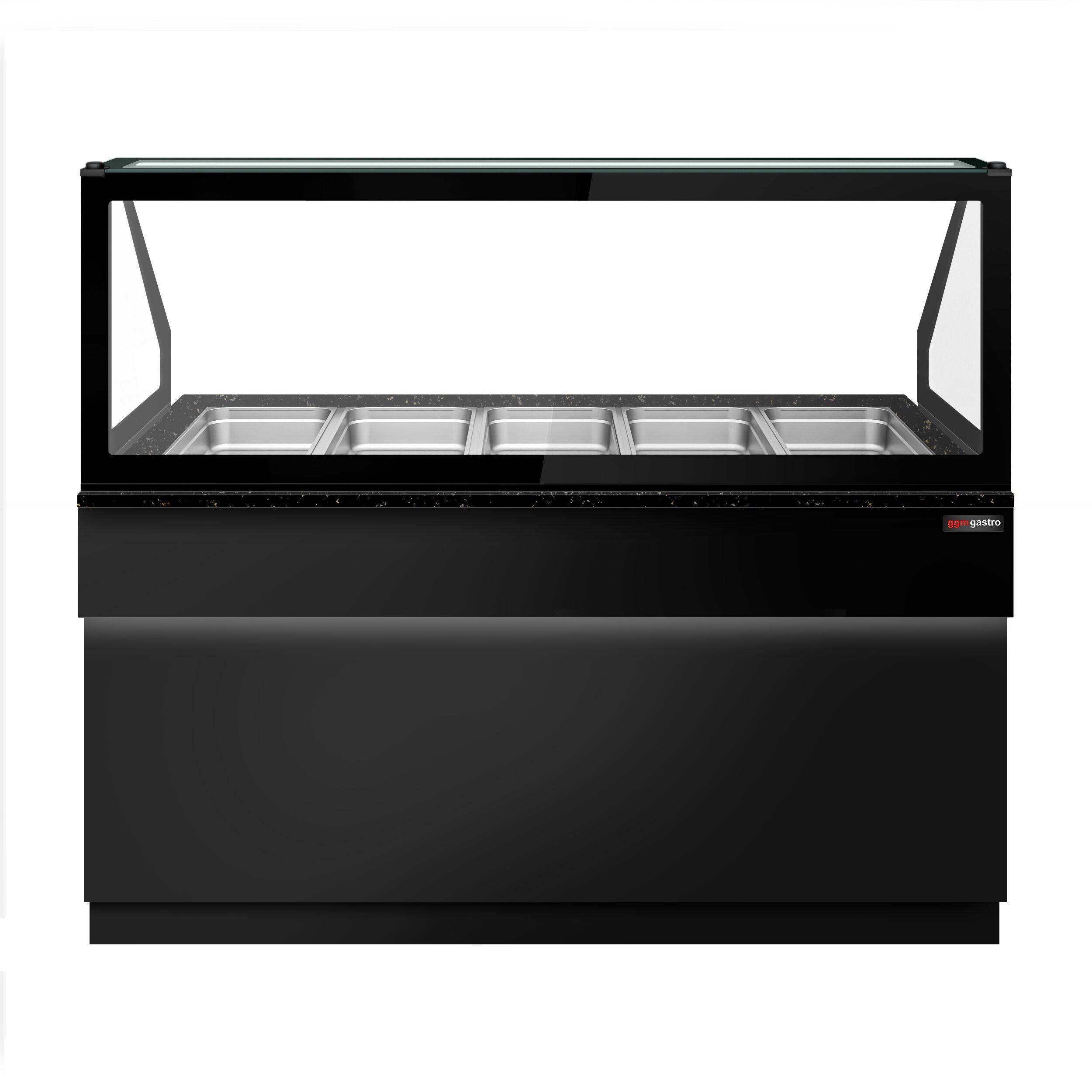 Hot Holding Showcase Toronto - 1800mm - 5x GN 1/1- Black Front Panel - Black Granite Working Call