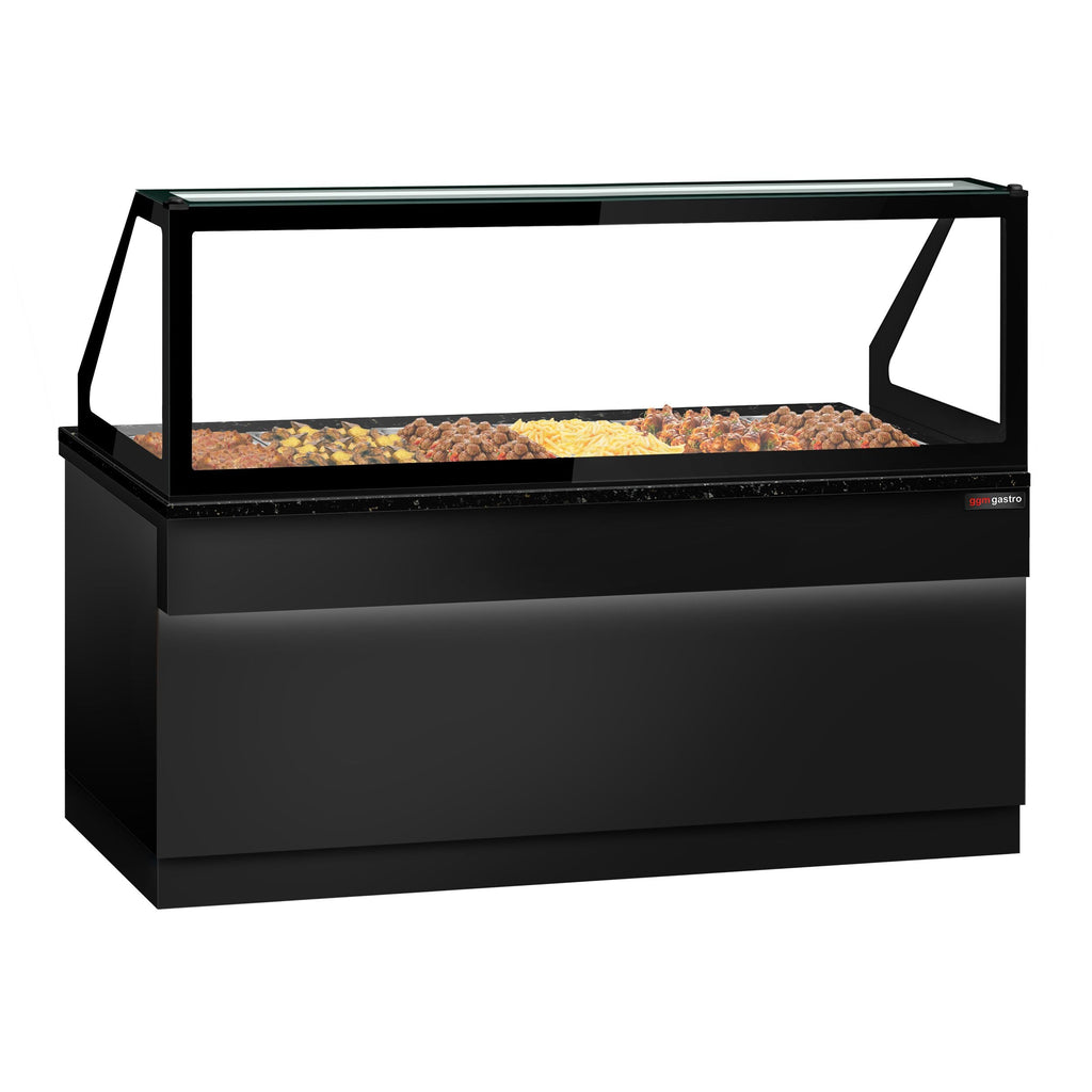 Hot Hold Red Showcase Toronto - 2100mm - 6x GN 1/1 - Black Front Panel - Black Granite Working Call