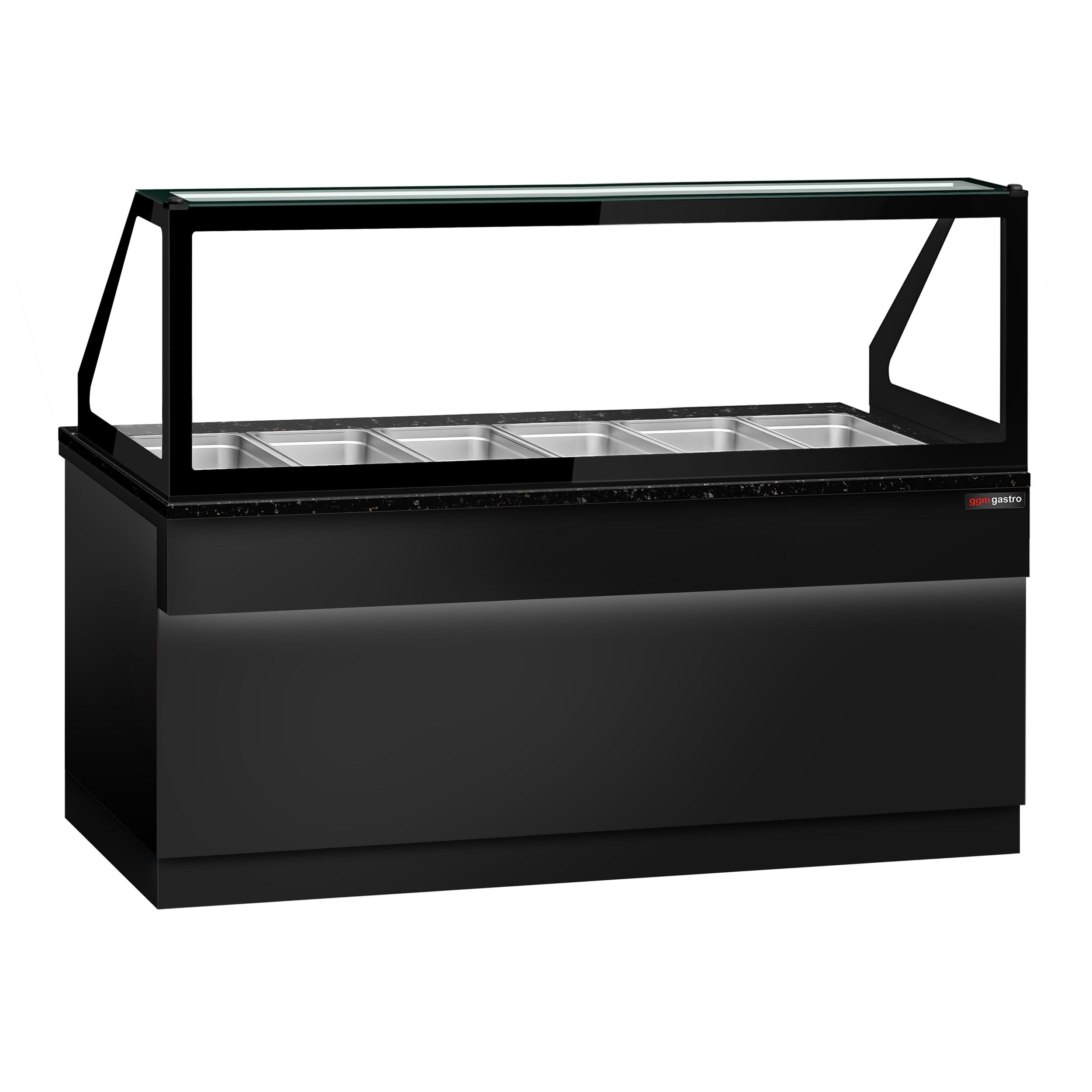Hot Hold Red Showcase Toronto - 2100mm - 6x GN 1/1 - Black Front Panel - Black Granite Working Call