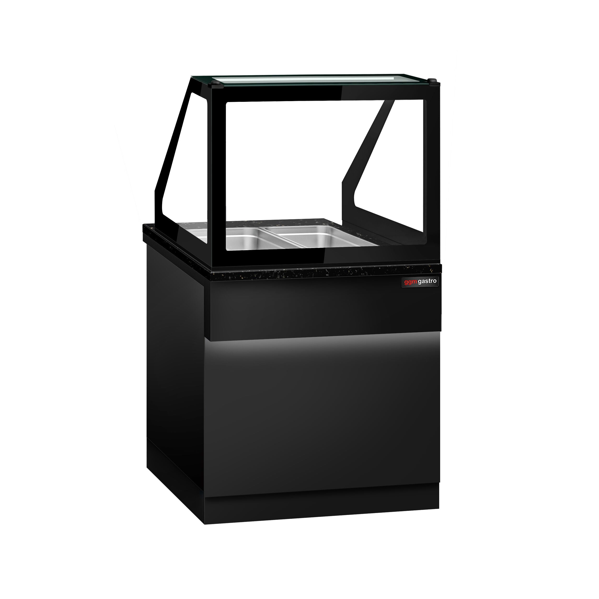 Hot Holding Showcase Toronto - 800mm - 2x GN 1/1- Black Front Panel - Black Granite Working Call