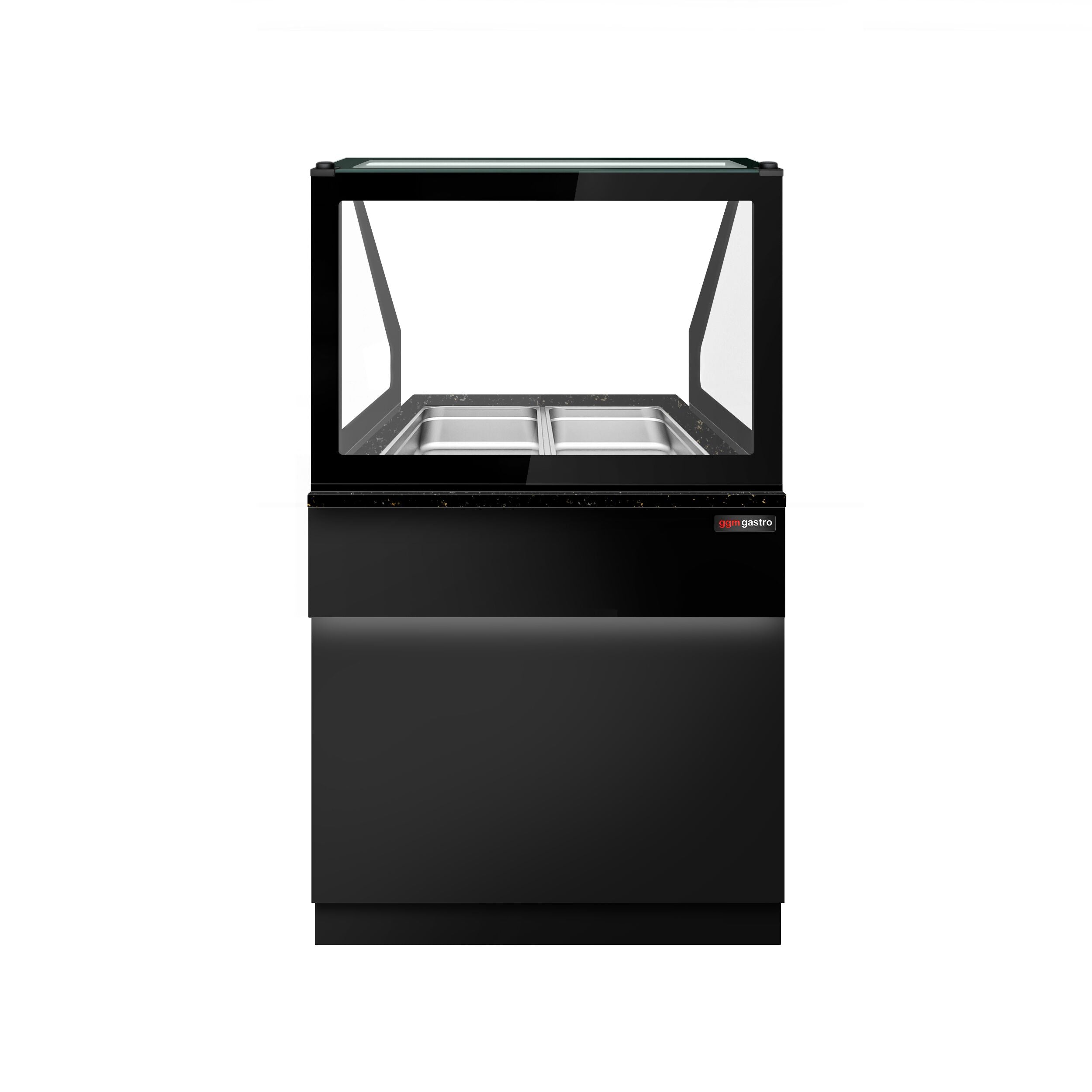 Hot Holding Showcase Toronto - 800mm - 2x GN 1/1- Black Front Panel - Black Granite Working Call