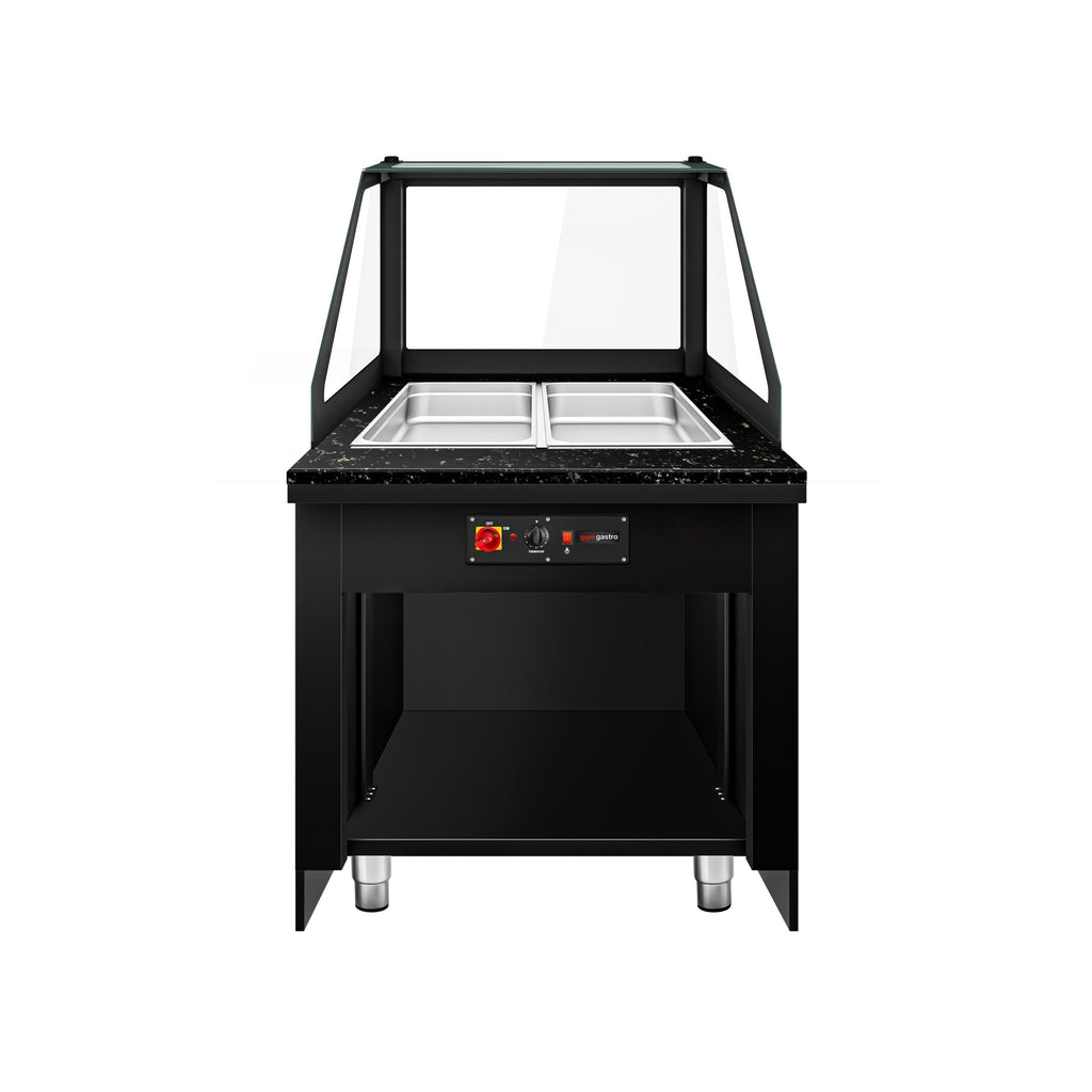 Hot Holding Showcase Toronto - 800mm - 2x GN 1/1- Black Front Panel - Black Granite Working Call