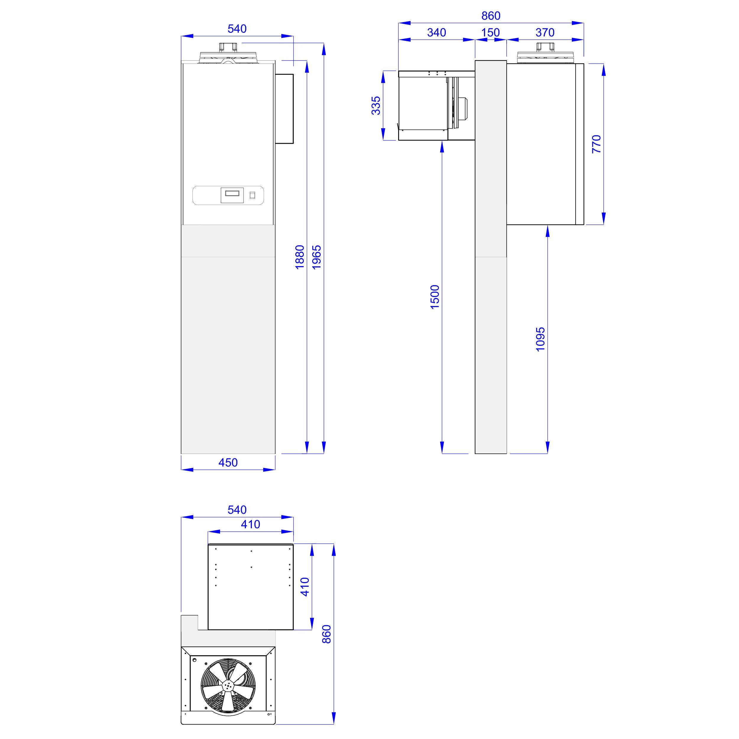 Stainless Steel Cold Room - 2100x1200mm - 3,7m³ - Including cooling unit