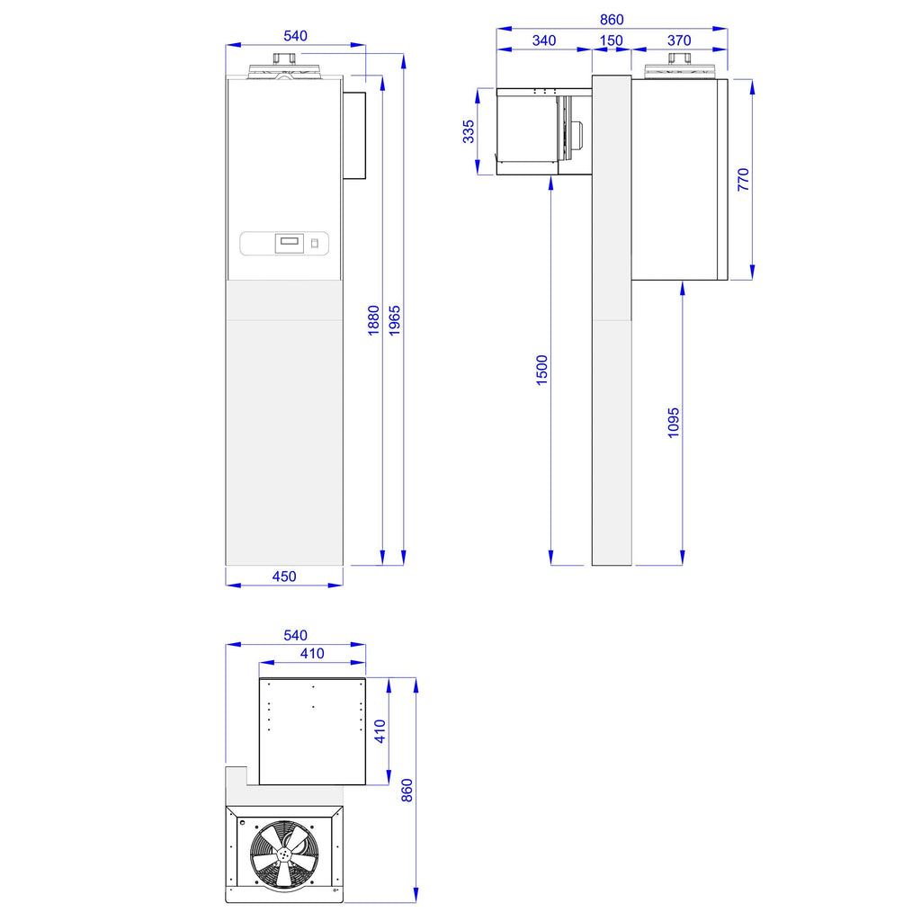 Stainless Steel Cold Room - 1500x1500mm - 3,5m³ - Including Cooling Unit