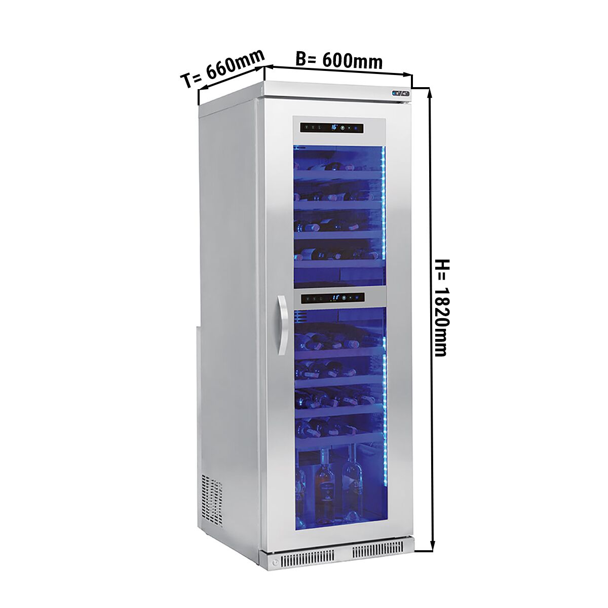 Wine refrigerator - 2 climatic zone - 100 liters - max. 100 bottles