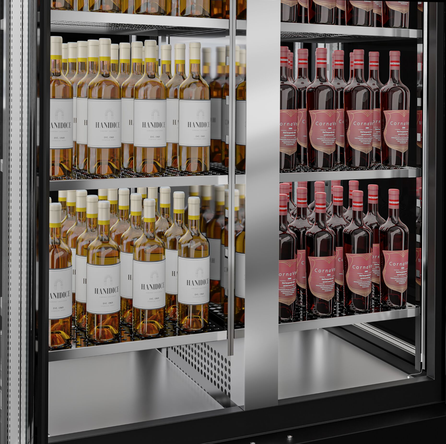 Red Type Wine Refrigerator - 1 Climate Area - Max. 128 bottles