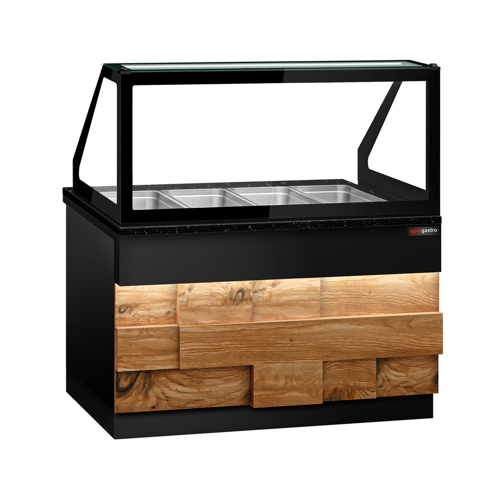 Hot Holding Showcase Toronto - 1500mm - Wooden Front Panel- 4x GN 1/1- Black Granite Working Call