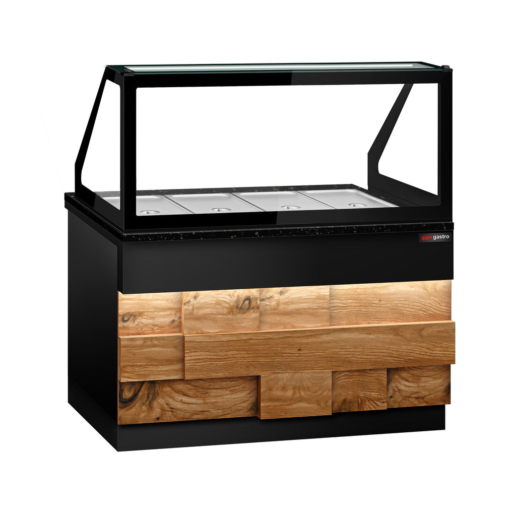 Hot Holding Showcase Toronto - 1500mm - Wooden Front Panel- 4x GN 1/1- Black Granite Working Call
