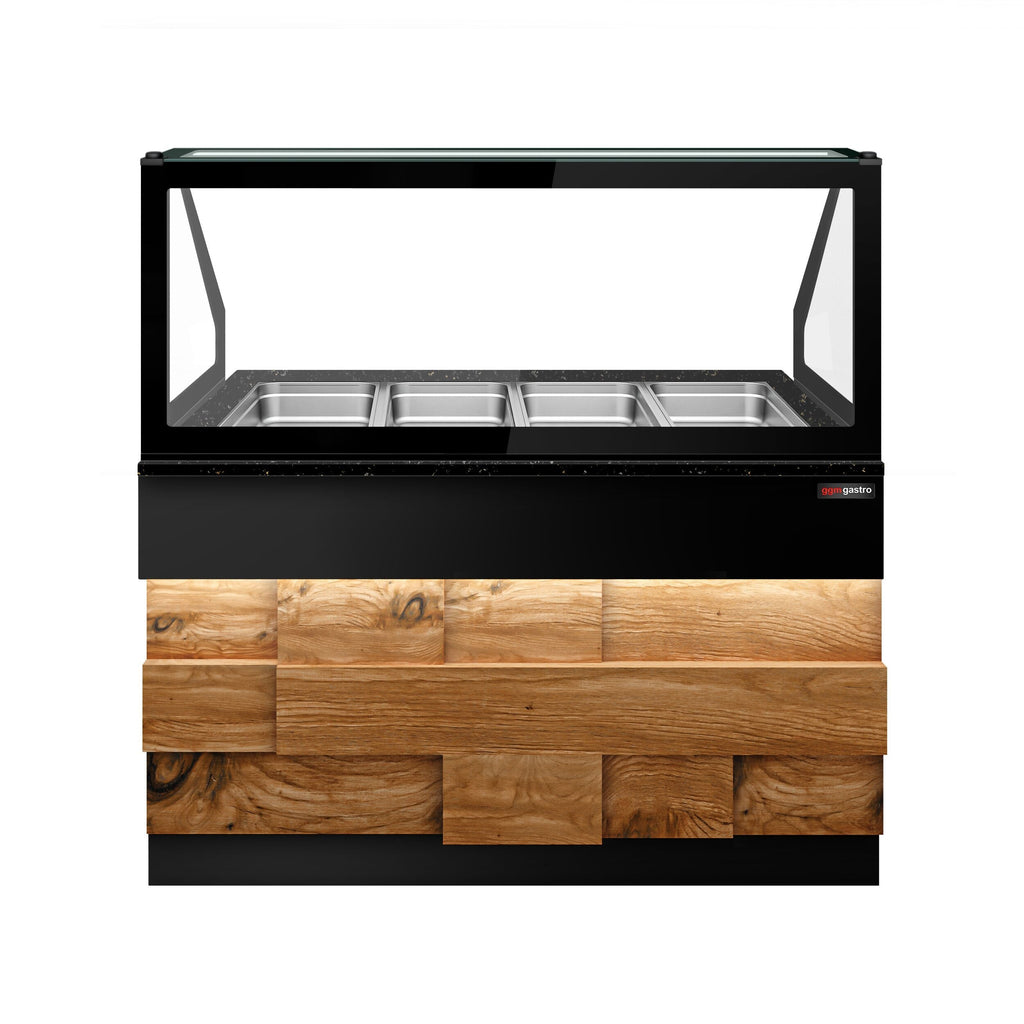 Hot Holding Showcase Toronto - 1500mm - Wooden Front Panel- 4x GN 1/1- Black Granite Working Call