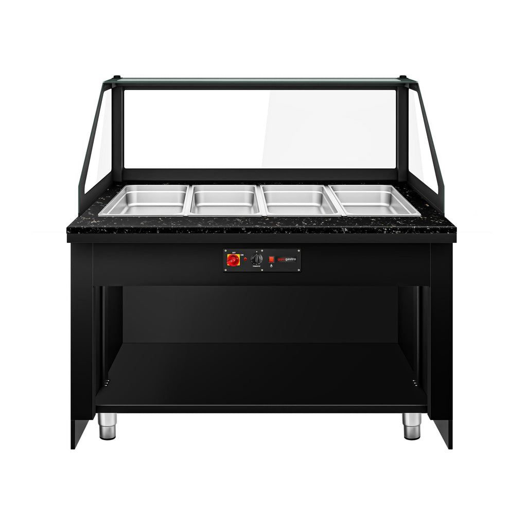 Hot Holding Showcase Toronto - 1500mm - Wooden Front Panel- 4x GN 1/1- Black Granite Working Call