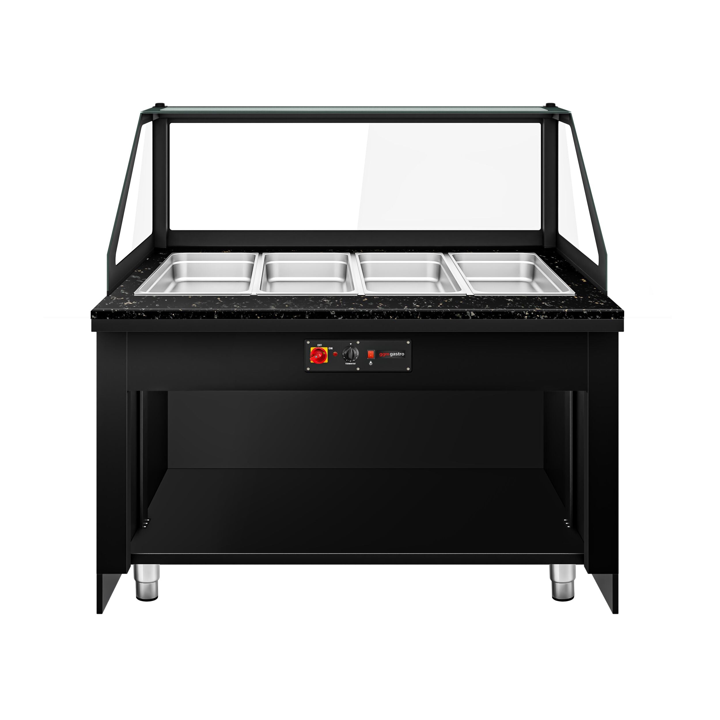 Hot Holding Showcase Toronto - 1500mm - Wooden Front Panel- 4x GN 1/1- Black Granite Working Call