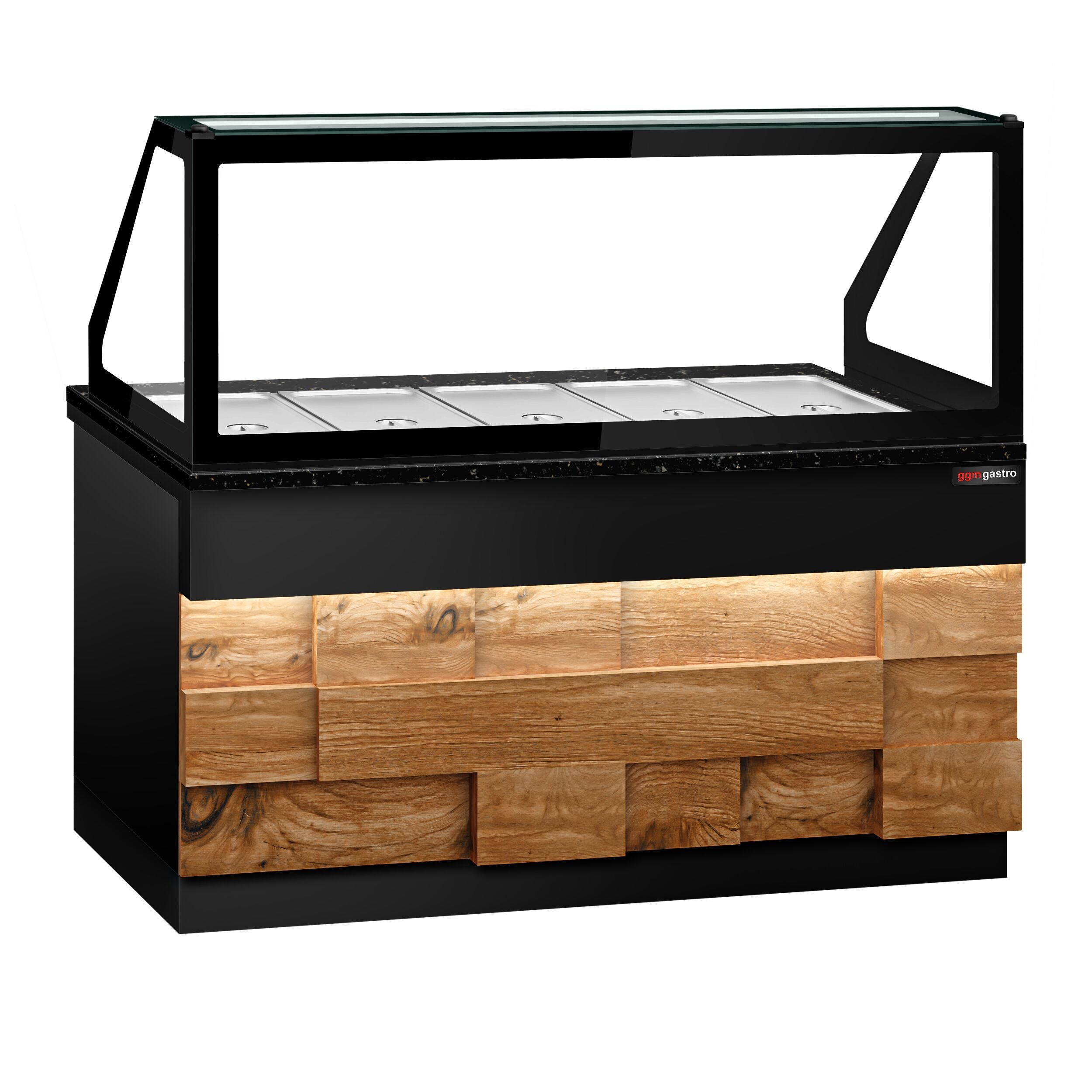 Hot Holding Showcase Toronto - 1800mm - Wooden Front Panel - For 5x GN 1/1 -Siyah Granite Working Machine