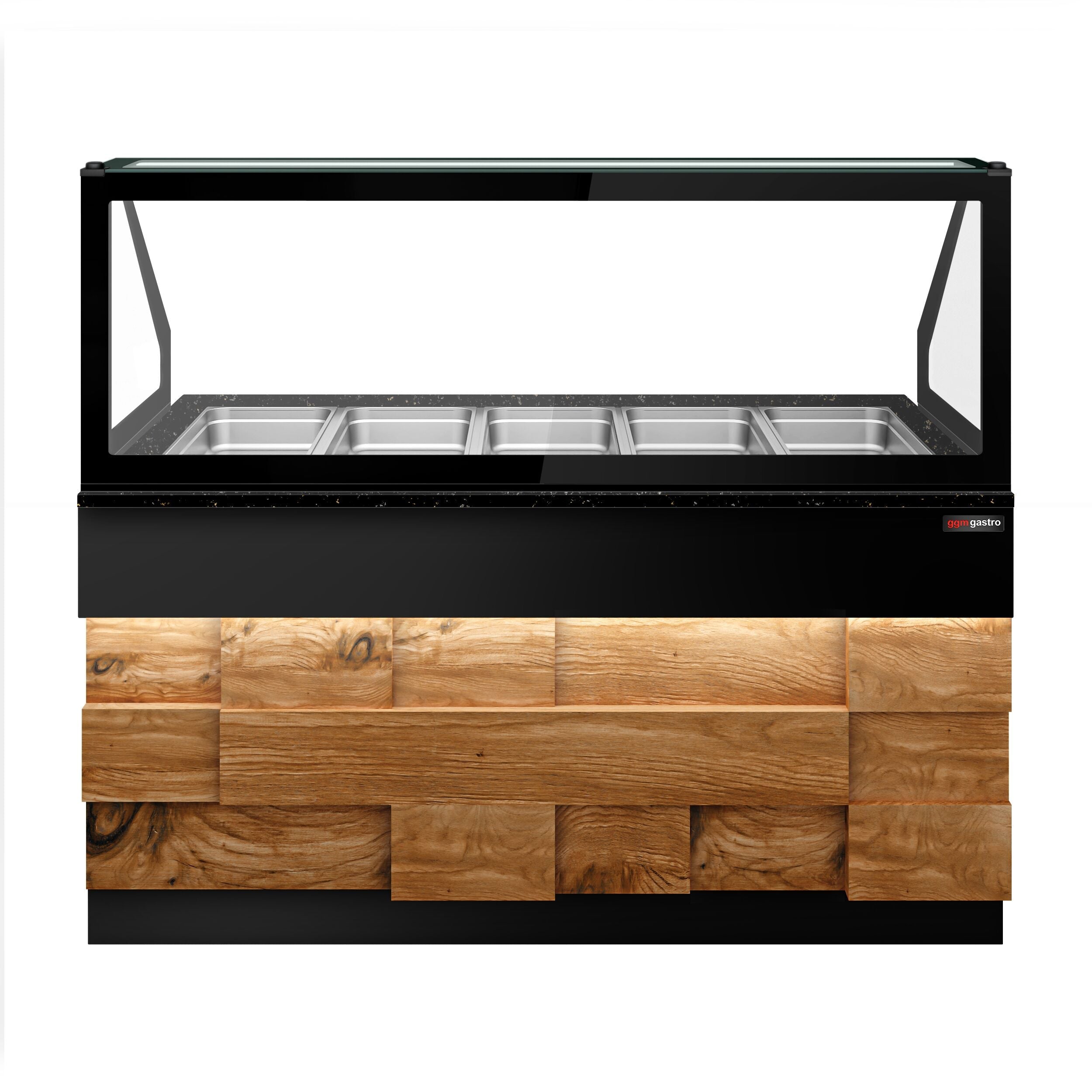 Hot Holding Showcase Toronto - 1800mm - Wooden Front Panel - For 5x GN 1/1 -Siyah Granite Working Machine