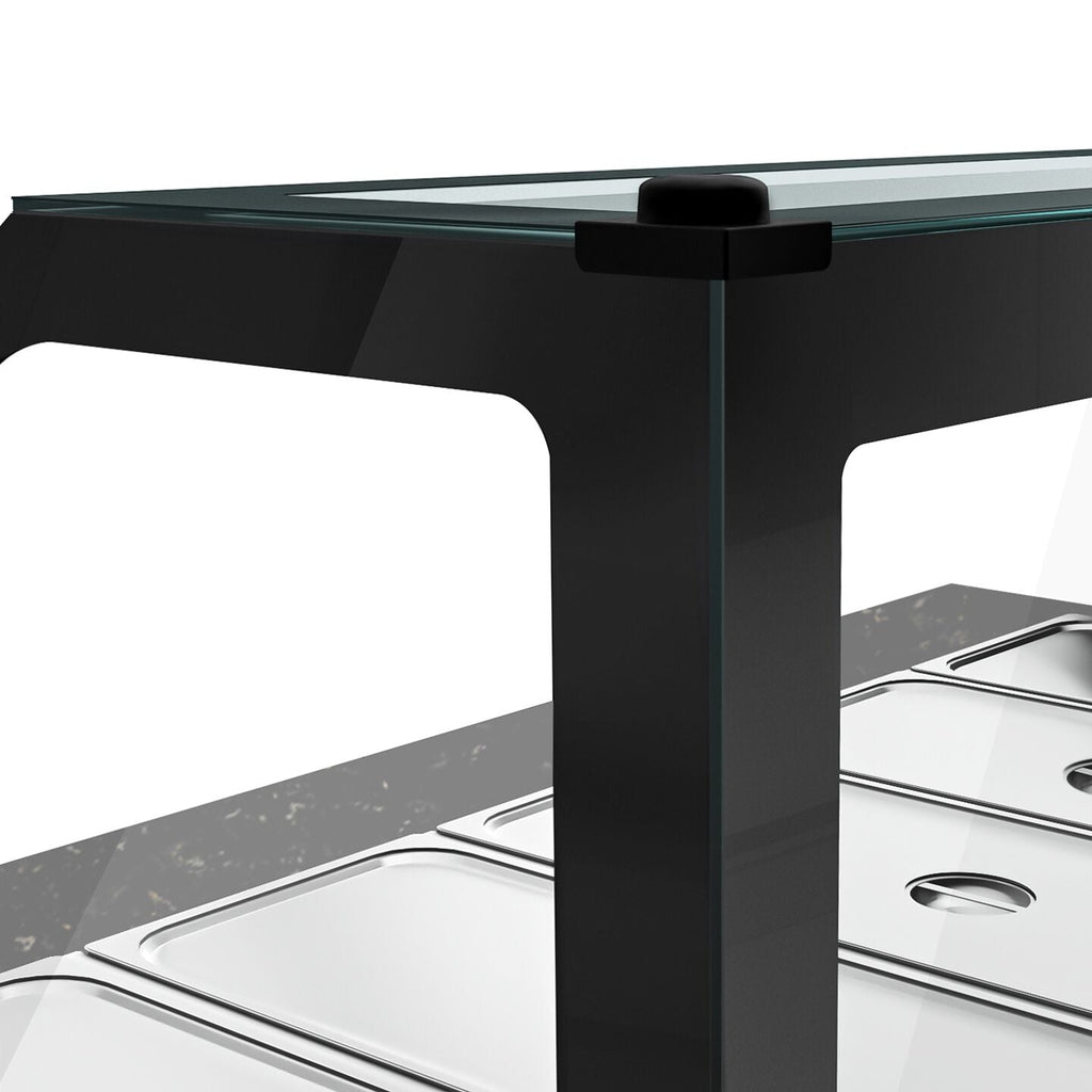 Hot Hold Red Showcase Toronto - 2100mm - 6x GN 1/1 - Black Front Panel - Black Granite Working Call