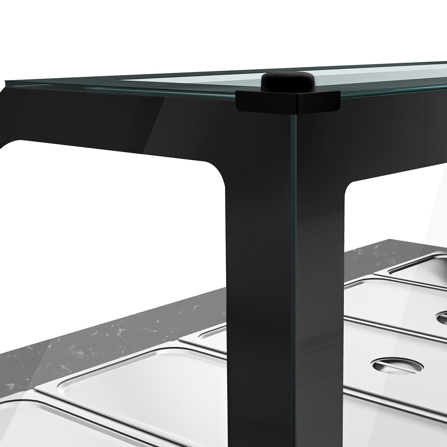 Hot Holding Showcase Toronto - 800mm - 2x GN 1/1- Black Front Panel - Black Granite Working Call