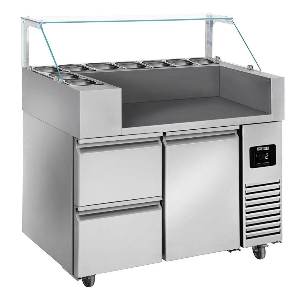 Preparation counter - 1210mm - 9x GN 1/6- 1 door & 2 drawers