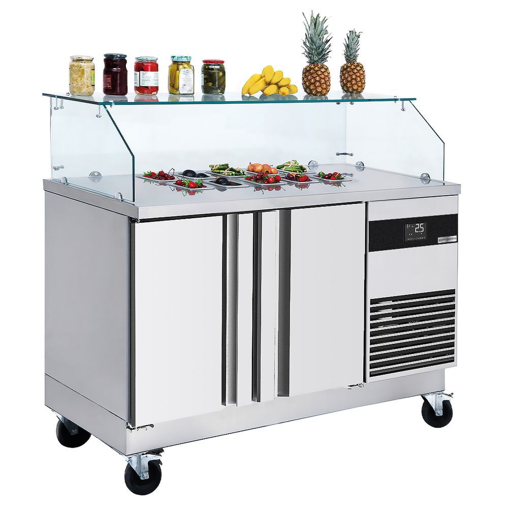 SALADET PREMIUM - 1400mm - 2 Doors - for 6x GN 1/6 - angular glass plug -in