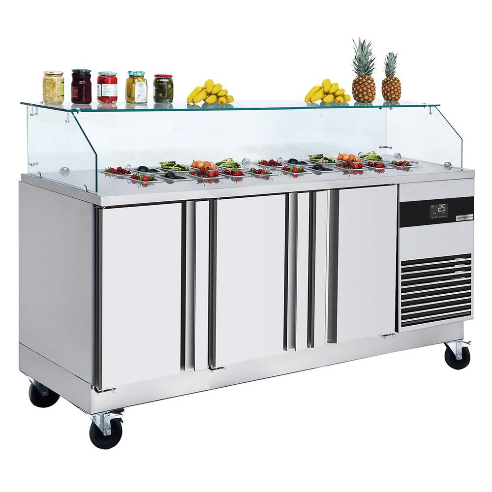 SALADET PREMIUM - 1860mm - 3 -door - for 8x gn 1/6 - angular glass plug -in