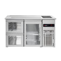 Beer counter - 1,55 x 0.7 m - 1 glass door & 2 glass drawer 1/2