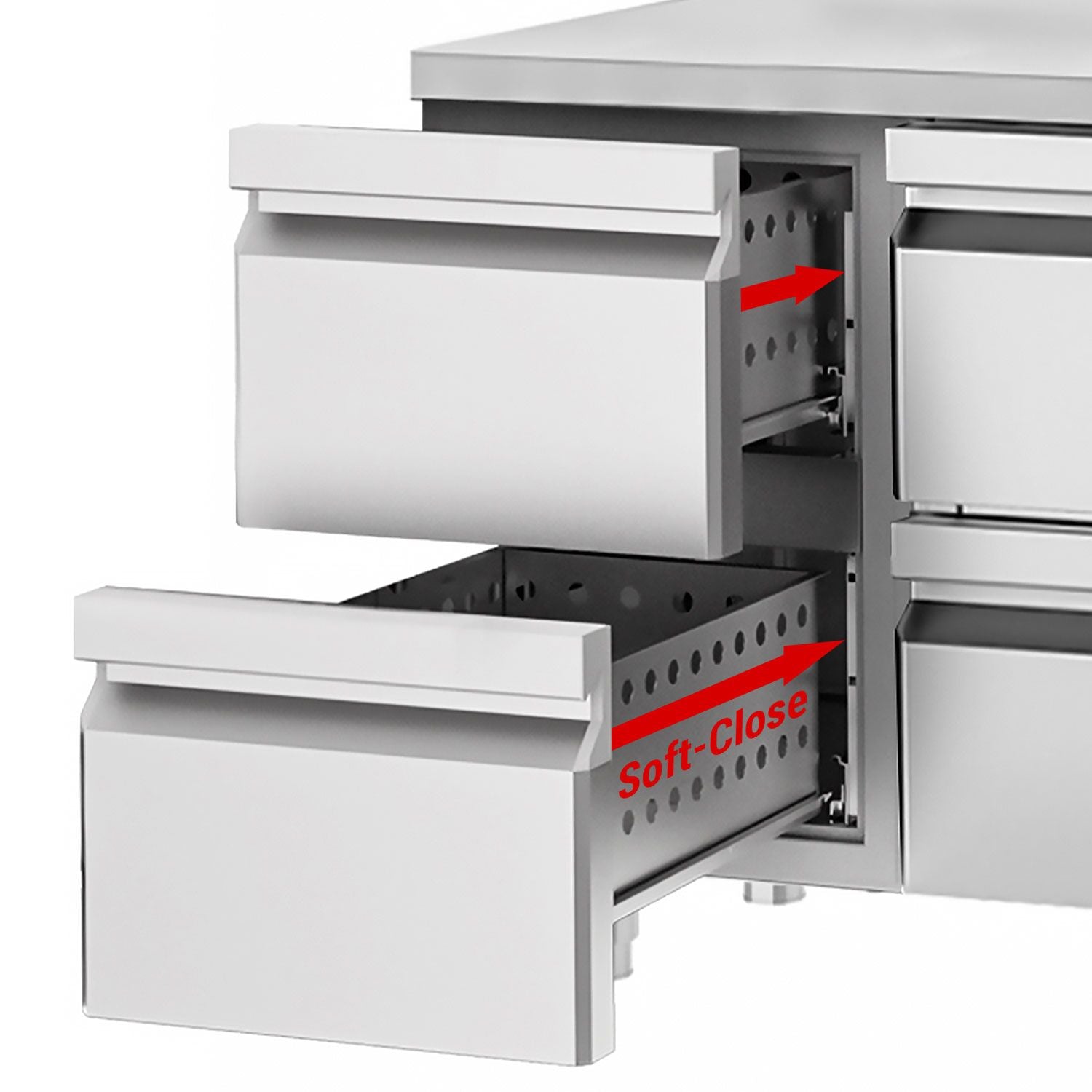 Cooling counter premium - 1400x700mm - 1 door & 2 drawers & backs