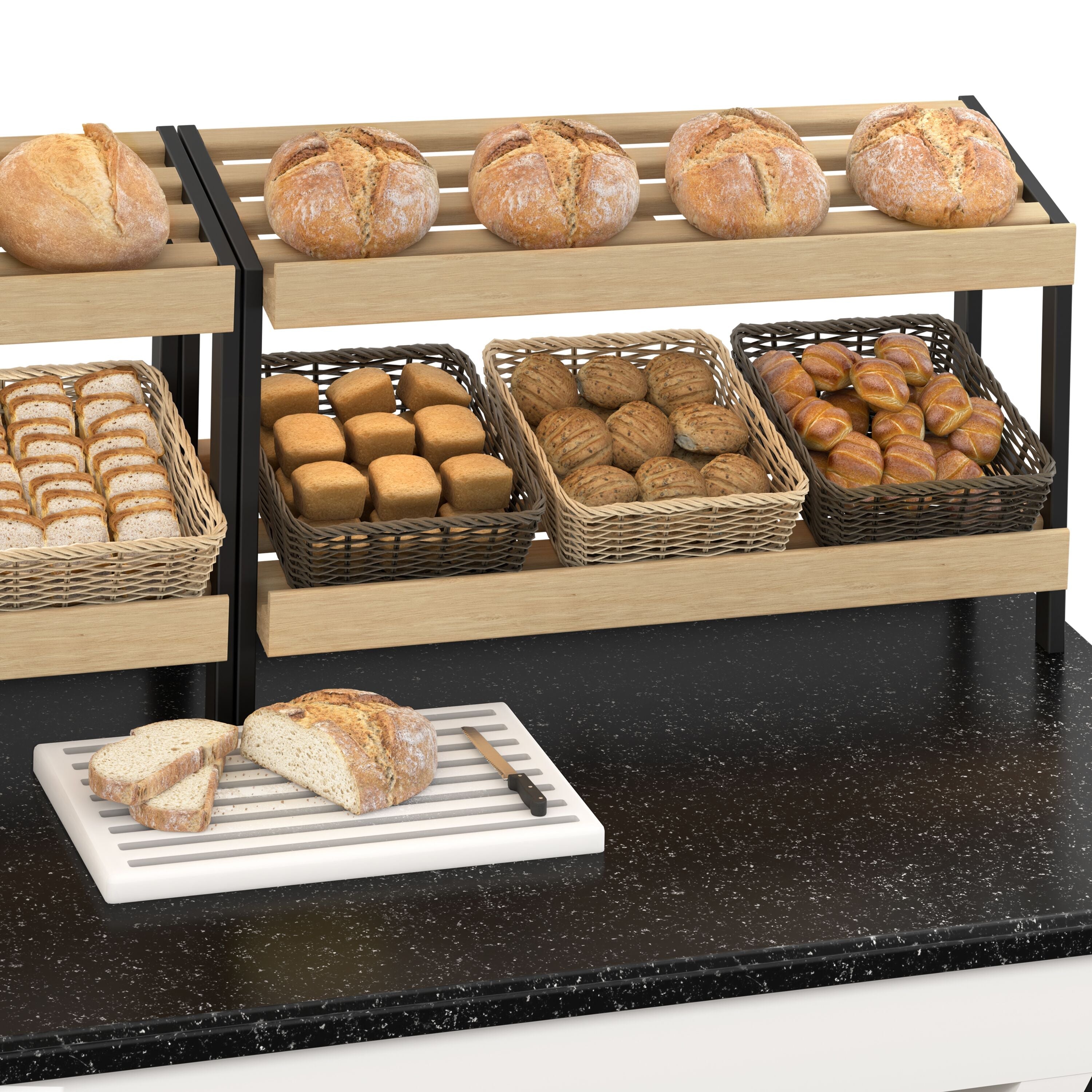 Bread Shelf Belfast - 2000mm - Wheel - Black Granite Working Counter