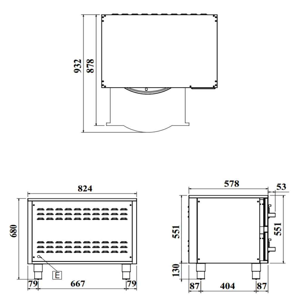Heating cabinet - 824mm - 2 drawers